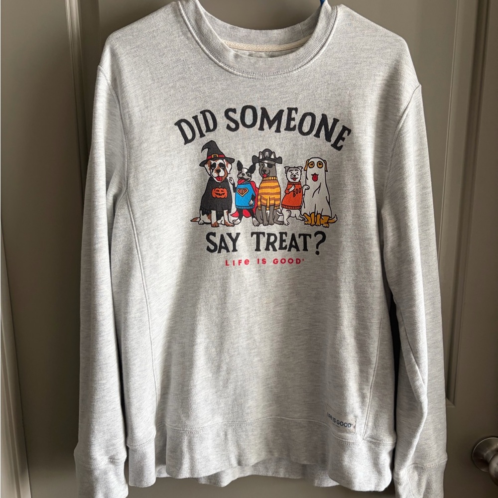 Life Is Good Light Gray Dog Treat Graphic Sweatshirt